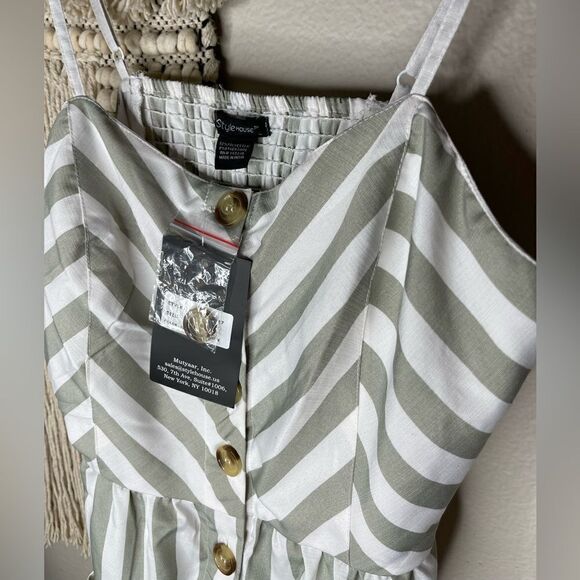 Style House Sage Green Striped Dress - Picture 7 of 7